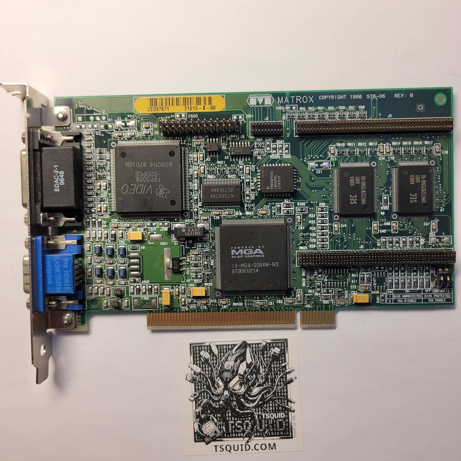 Matrox Graphics Card MGA-MIL/2N Millennium PCI 2MB WRAM Vtg 1996 576-06 Rev B