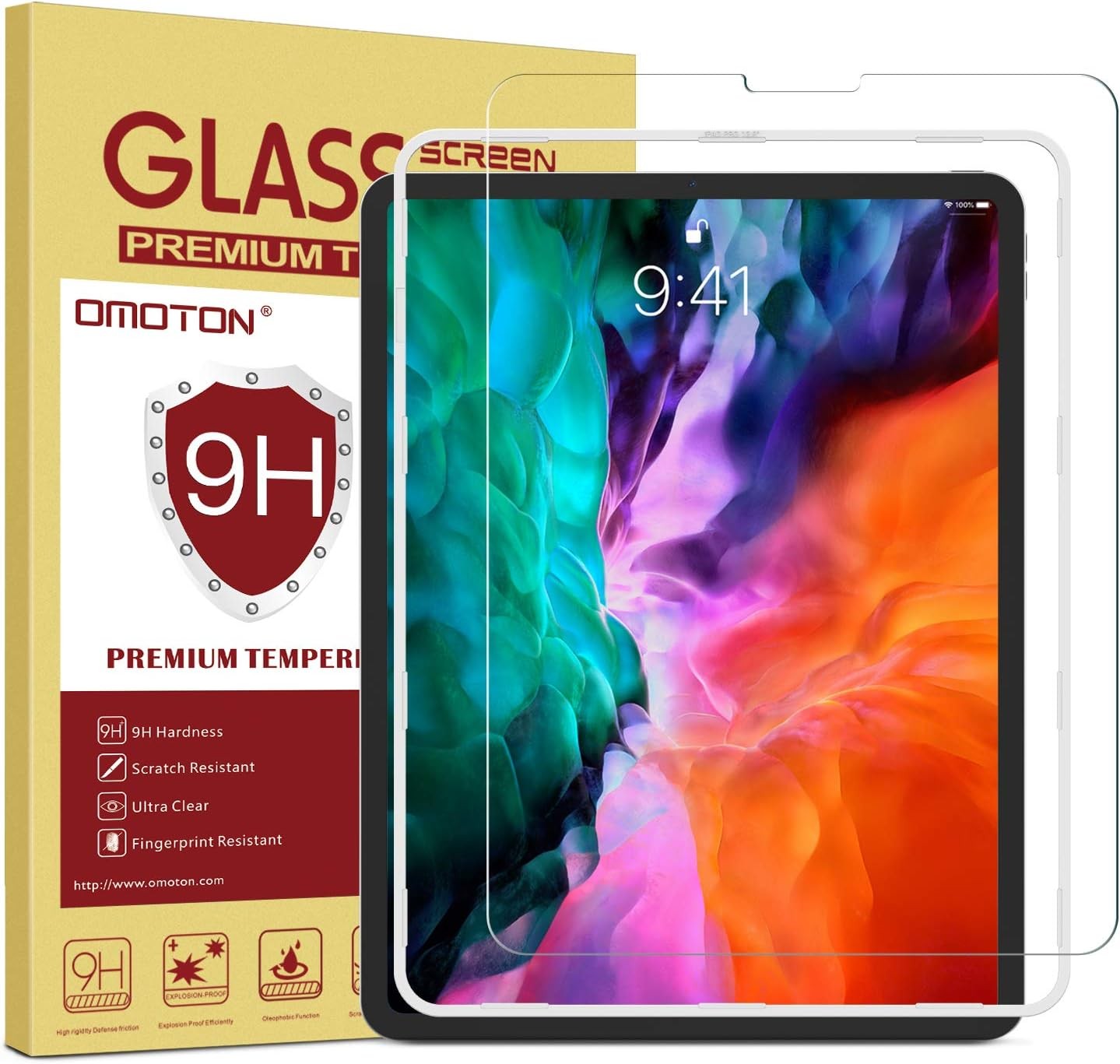 OMOTON Tempered Glass Screen Protector for 12.9 Inch iPad Pro - Touch Sensitive