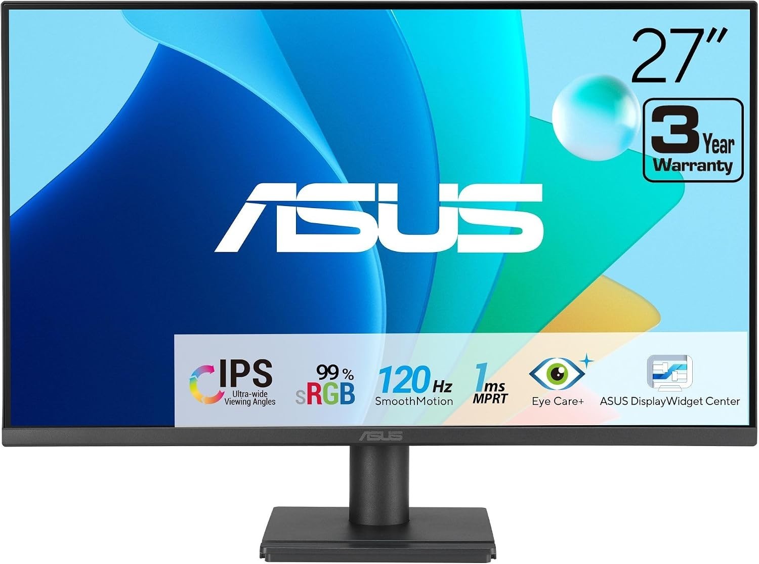Sleek 27-Inch 1080P IPS Monitor - 120Hz Refresh Rate, Adaptive Sync, Eye Care