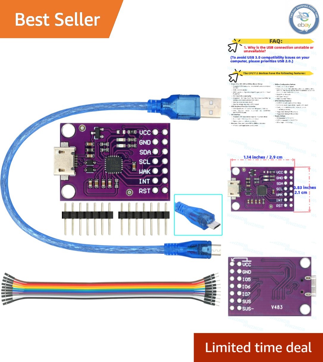 Versatile CP2112 Adapter: SMBus I2C Communication, Windows, Mac, and Linux