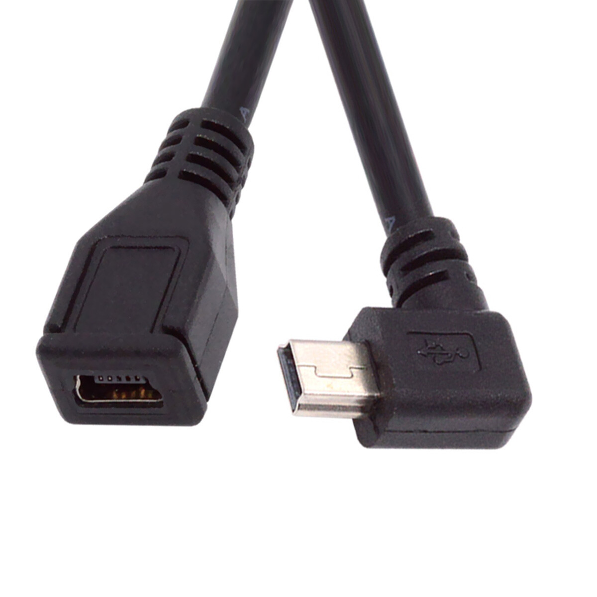 Cablecy 90 Degree Angled Mini USB 5Pin Male to Female Extension Cable for GPS