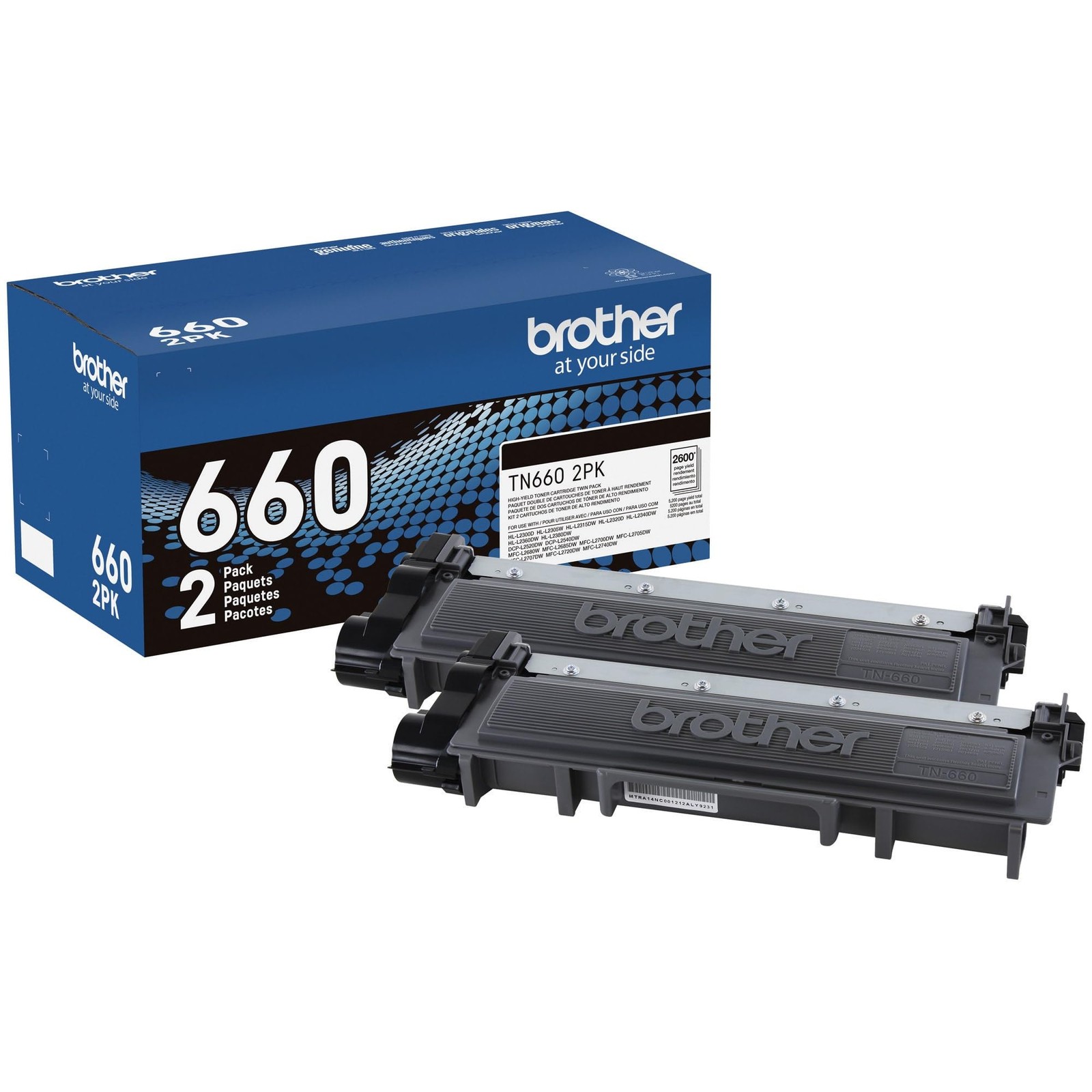 Cartridge Brother High Yield Black TN660 Twin Pack TN6602PK Toner