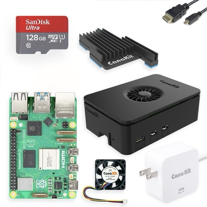 Raspberry Pi 5 16 GB CanaKit Starter Kit (128GB / Turbine Black)
