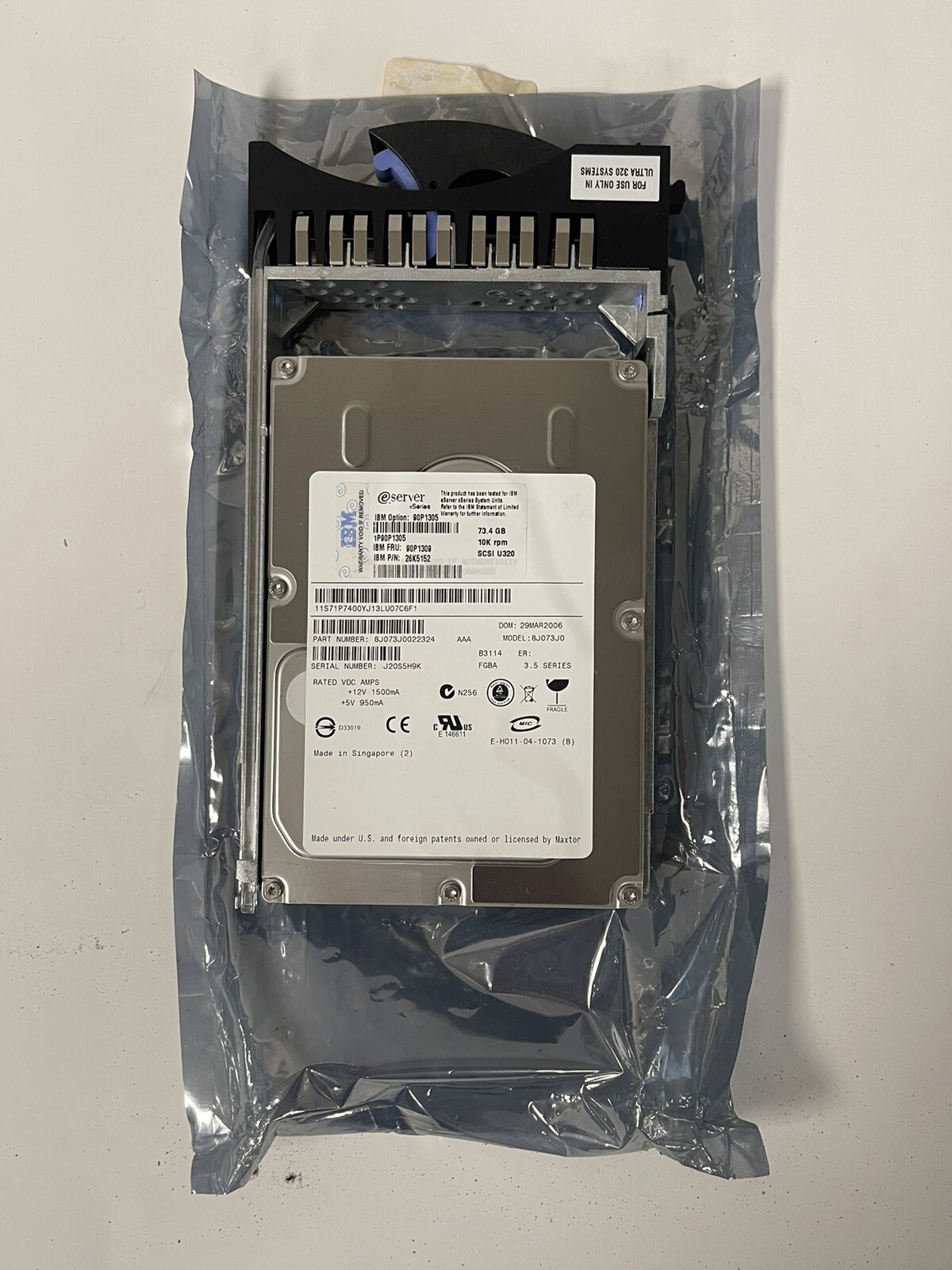 IBM 8J073J0 SCSI Hard Drive 10k RPM SCSI U320 73.4 GB