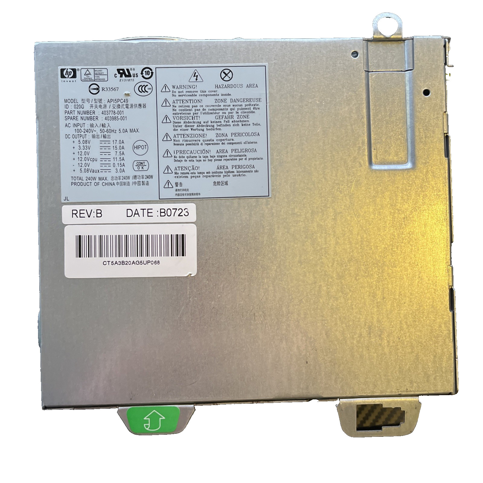 HP Compaq DC7700 SFF 240W Power Supply API5PC49 403778-001 403985-001 PARTS ONLY