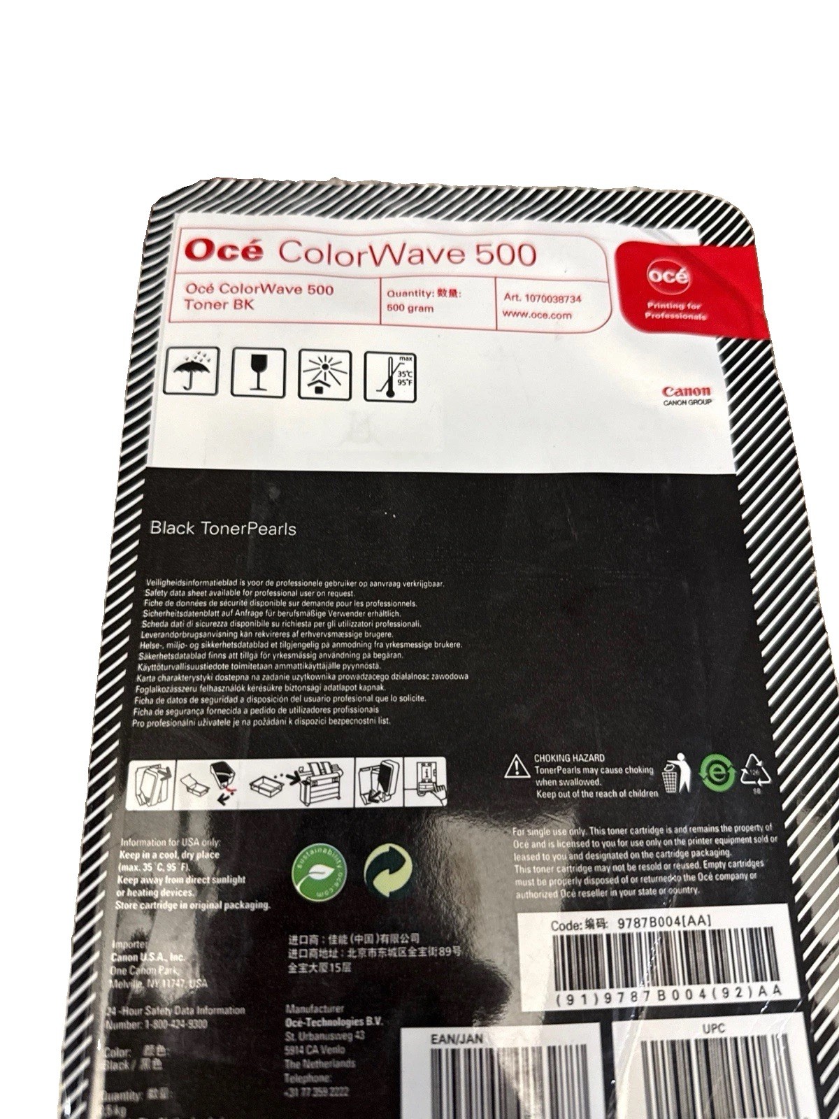 New Océ ColorWave 500 Black TonerPearls Cartridge 500g 1070038734 (F1)