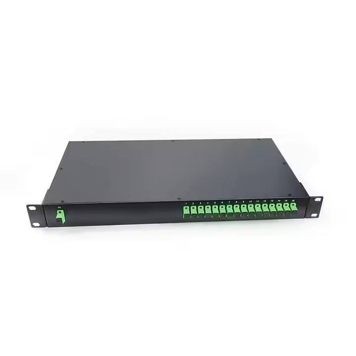 1x16 PLC Optical Splitter Box 1U Rack Mount SC/APC Singlemode Fiber Equipment