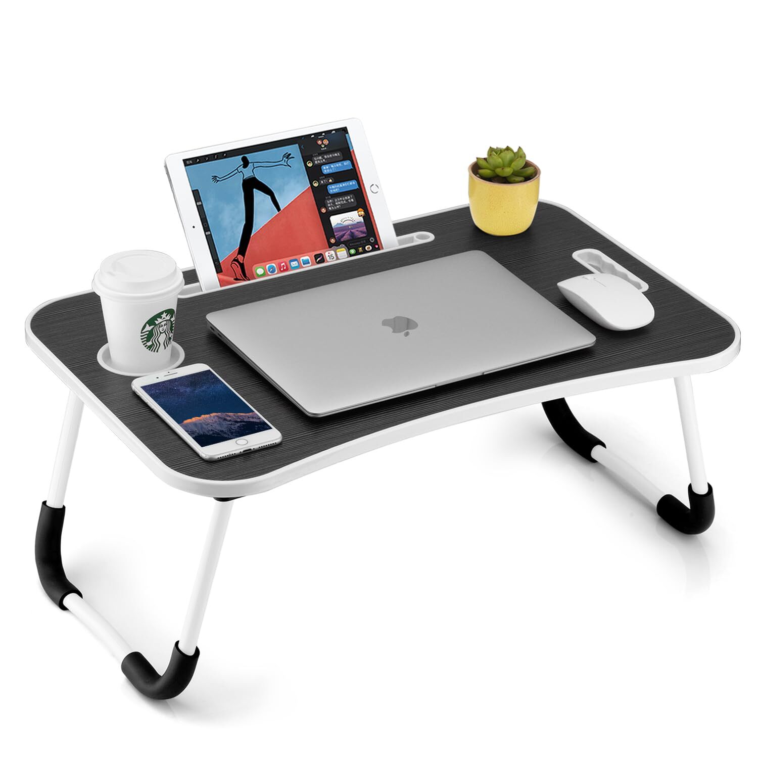 Foldable Laptop Table Portable Lap Desk Bed Table Tray Laptop Stand With Cup Hol