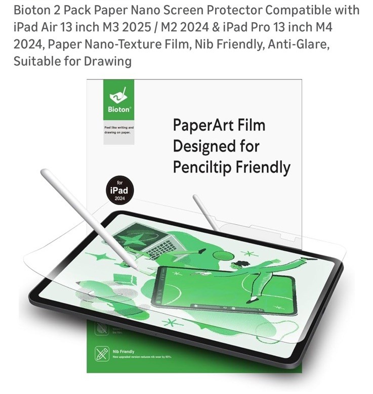 Bioton 2 Pack Paper Nano Screen Protector Compatible With Ipad Pro 13 Inch