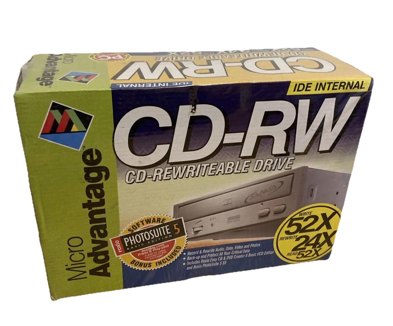Micro Advantage CD-RW 52x/24x/52x Rewriteable Drive IDE  RetroPC NEW