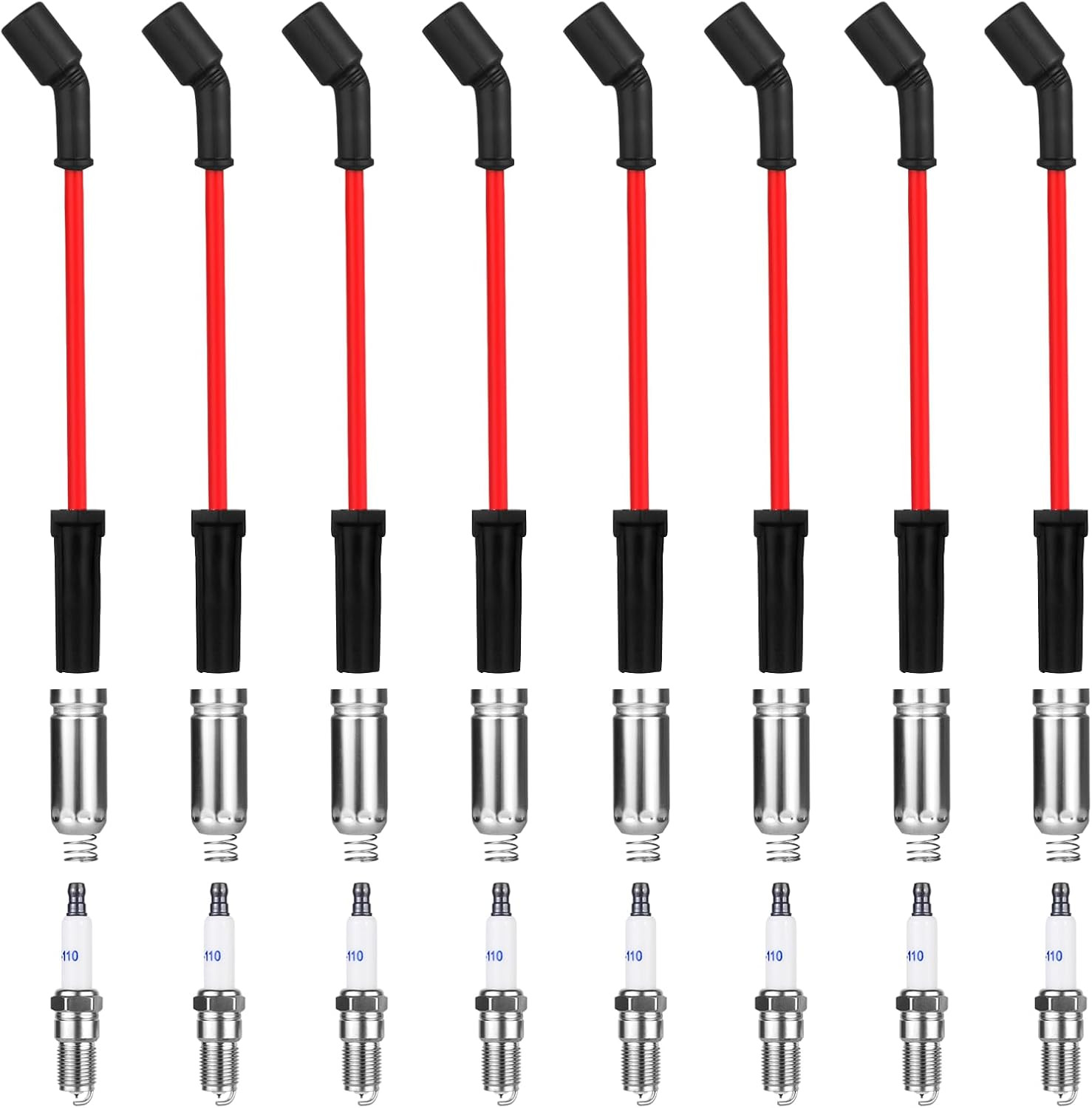8 Pcs Spark Plug Wires Set & 41-110 Iridium Spark Plugs Compatible with 2000-201
