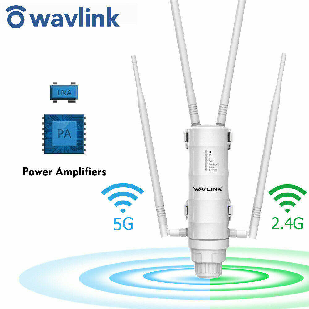 Wavlink AC1200 Antennas High Power Outdoor WiFi Range Extender PoE High Gain