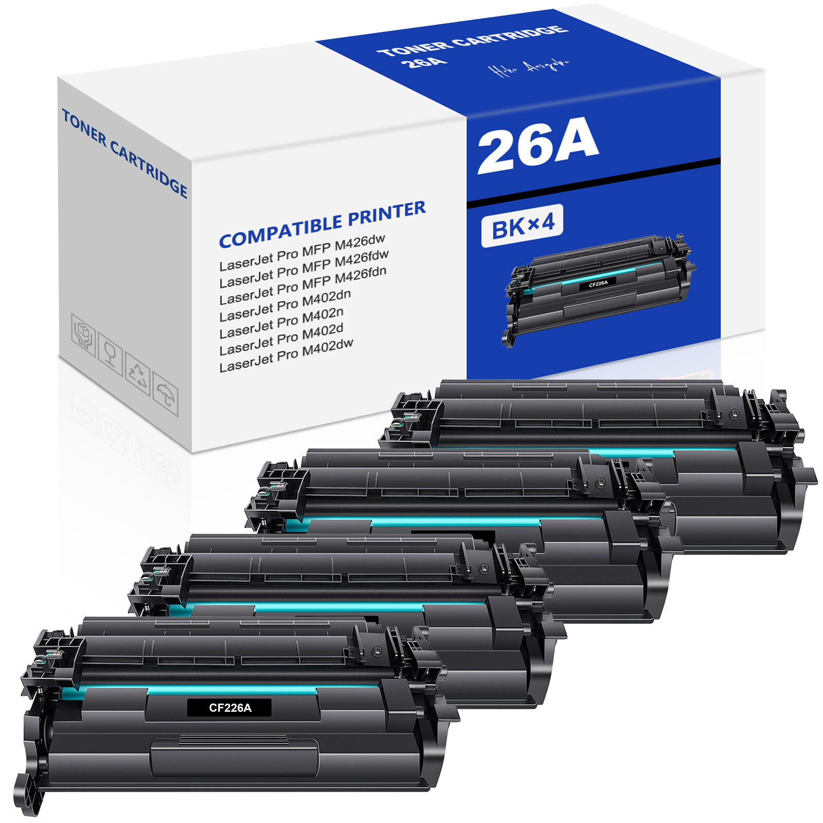 4PK CF226A Toner Cartridge for HP 26A LaserJet Pro M402n M402dn M426dn M426fdw