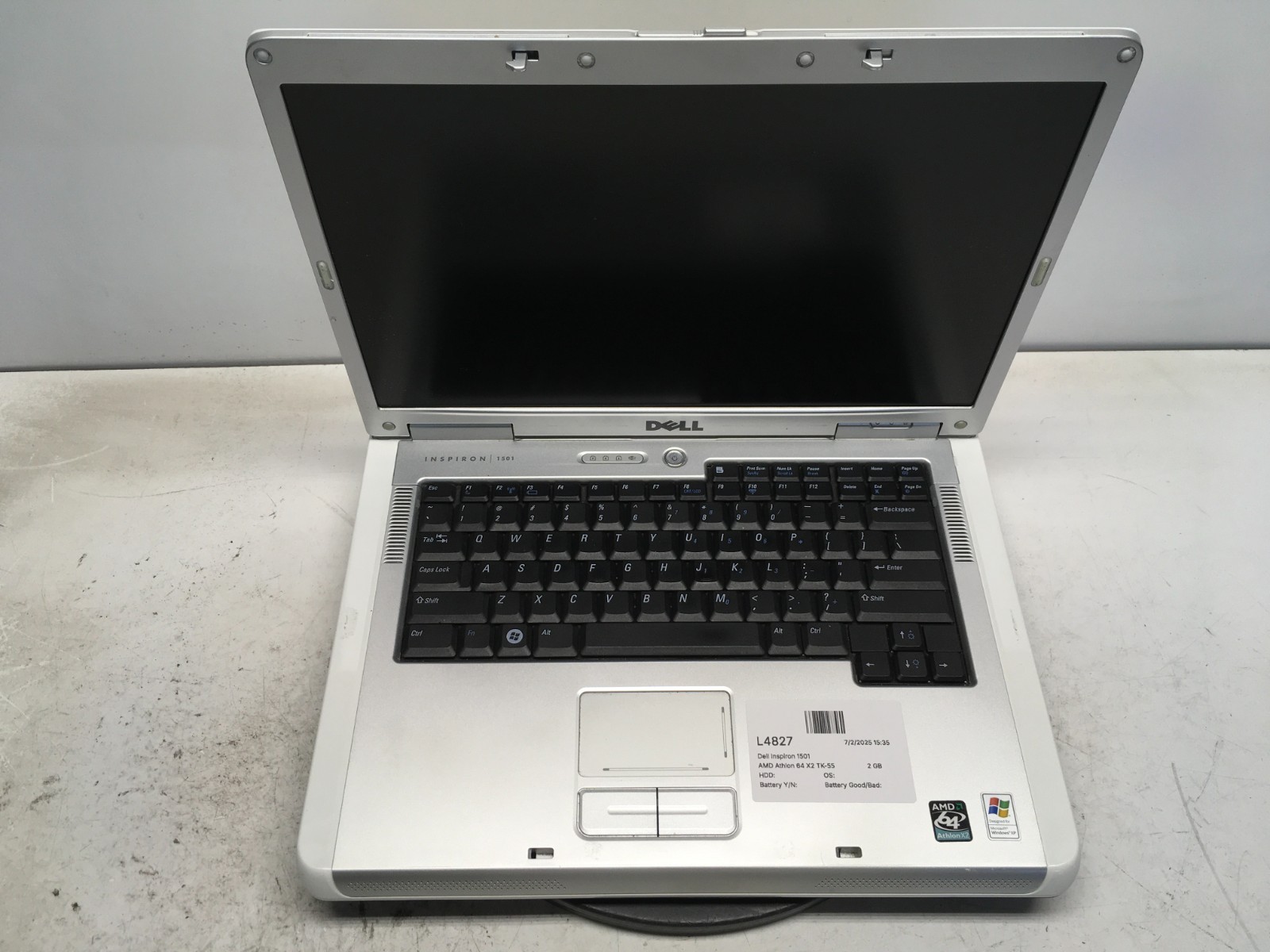Dell Inspiron 1501 AMD Athlon 64 X2 TK-55 1.8GHz 2 GB NO HDD *DIM SCREEN*