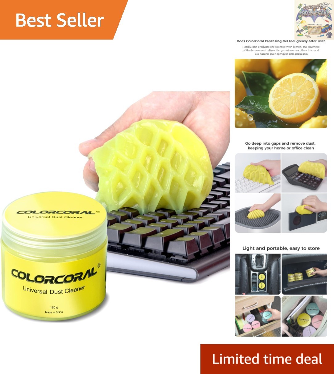 Reusable Cleaning Gel for Keyboard & Cars - Unique Lemon Fragrance, 160g