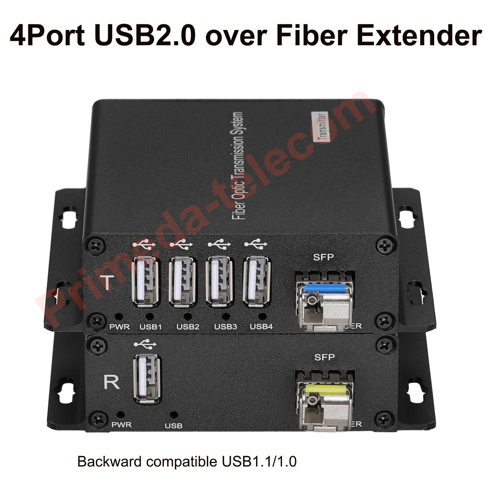 4 Ports USB2.0 over Fiber optic Extender LC Singlemode single Fiber up to 20Km