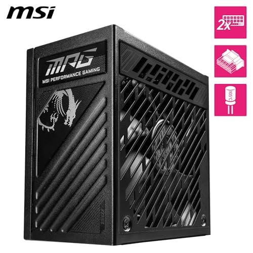 MSI MPG A1000GS PCIE5, FULLY MODULAR GAMING 1000W POWER SUPPLY, 80+ -  BLACK