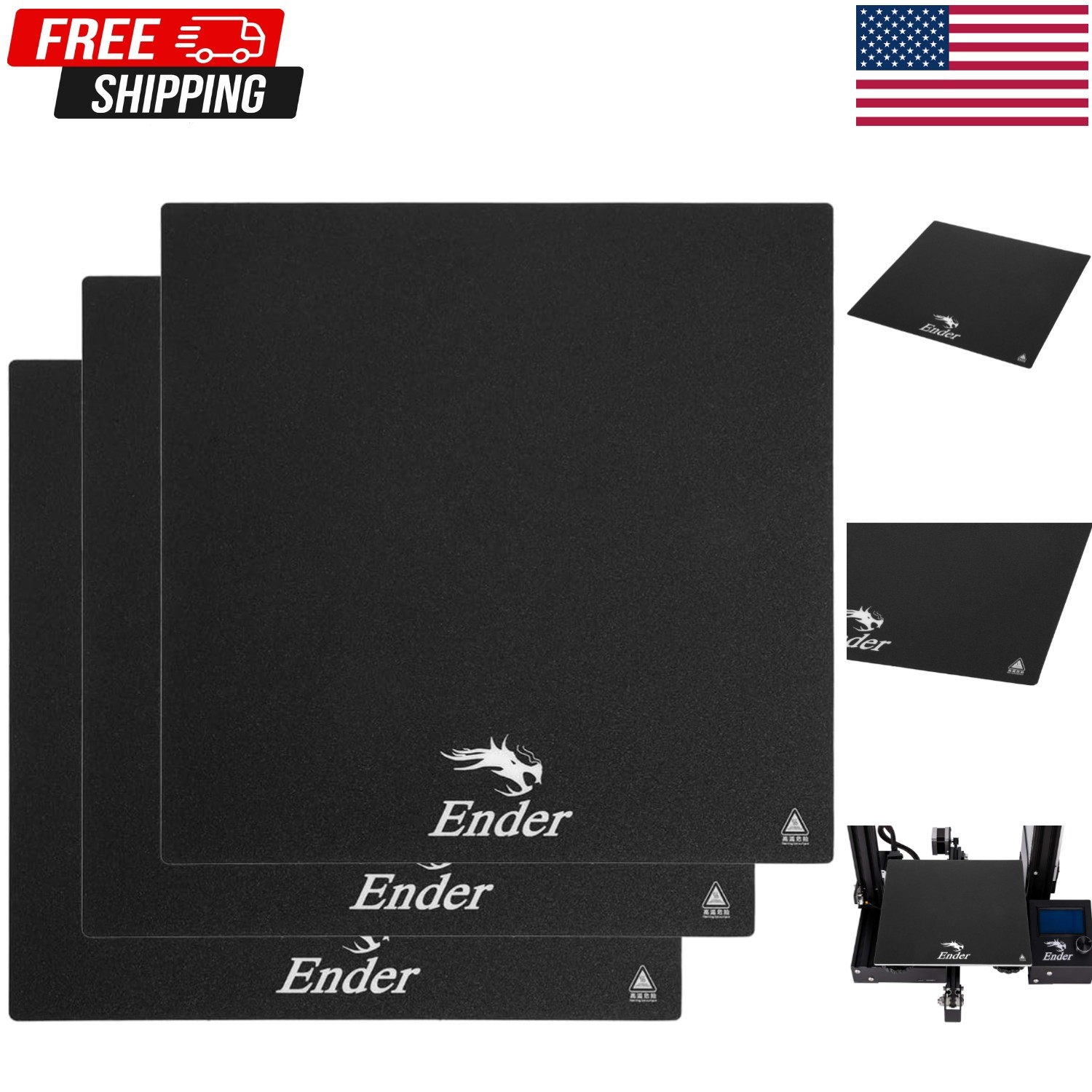 3pcs Creality Build Plate Square Heated Bed for Ender-3/Pro 3D Printer Flexible