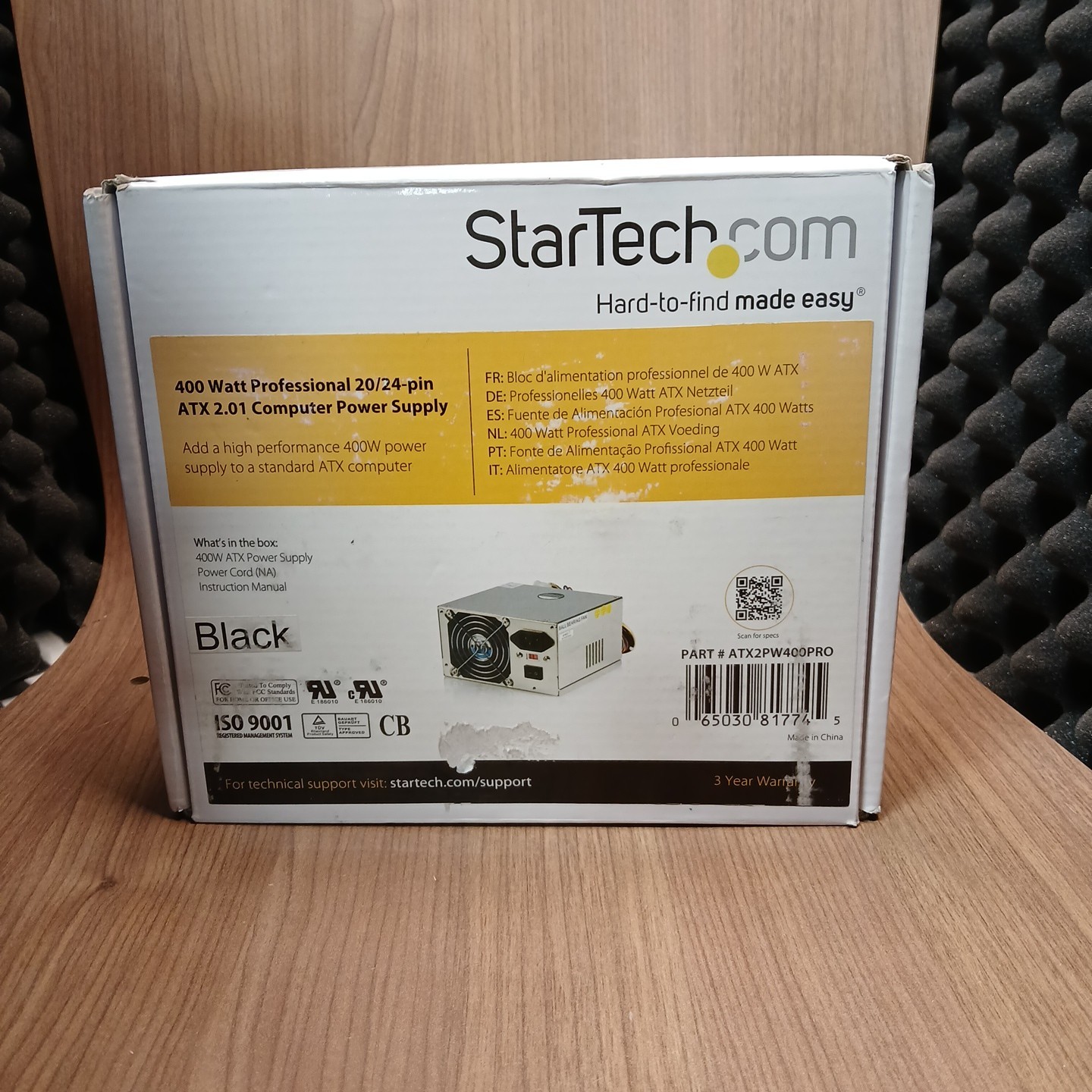 StarTech AP-450XS12V ATX2PW400PRO 400W ATX Power Supply Power Tested Open Box
