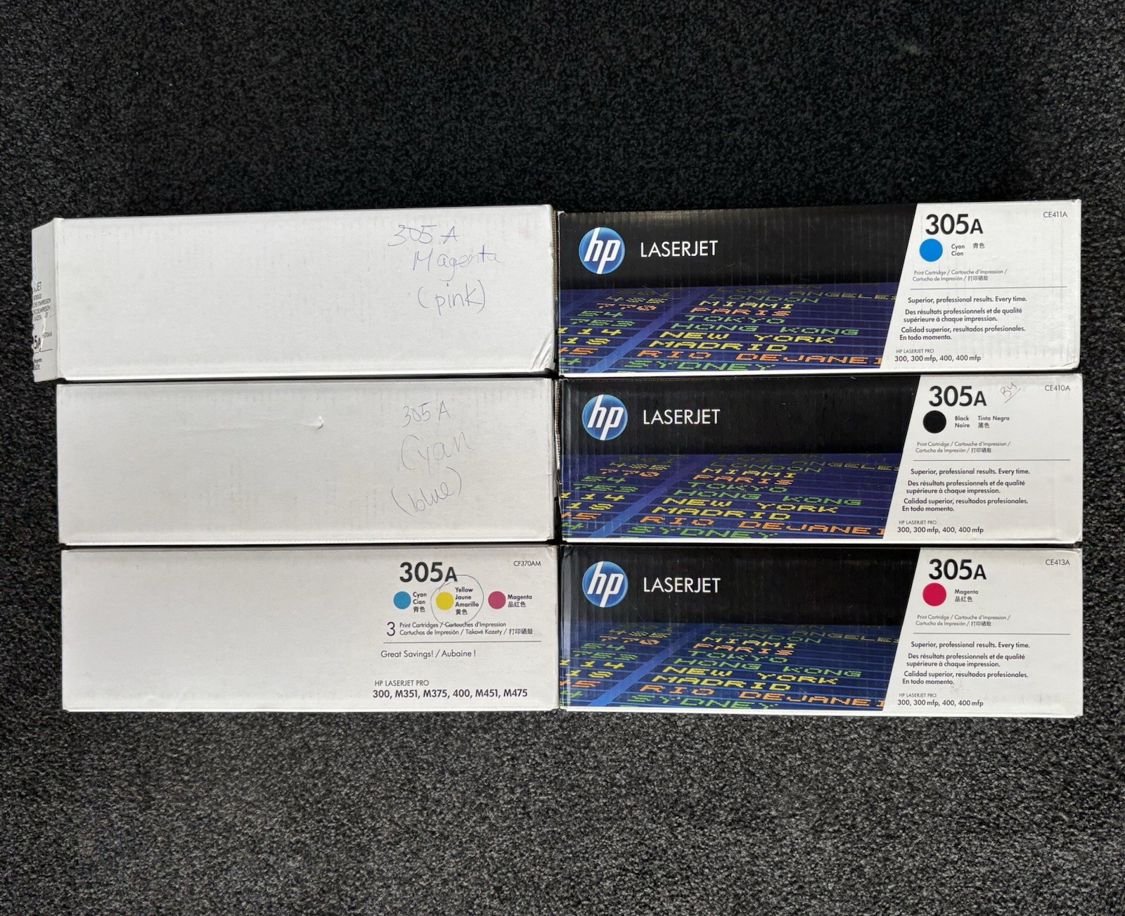 Laserjet 305A Pack Of 6 Ink Cartridges * READ *