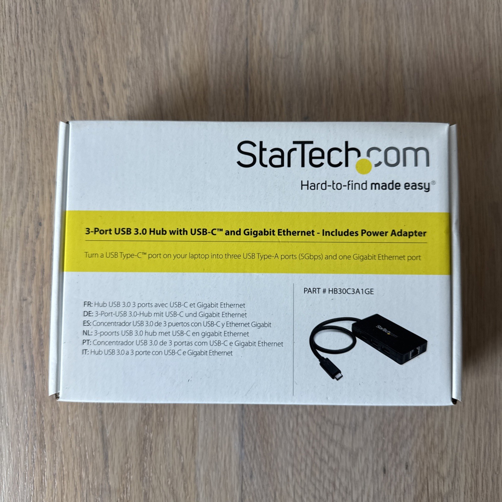 StarTech.com 3 Port USB C Hub with Ethernet - USB-C to 3x USB-A w/ Power Adapter