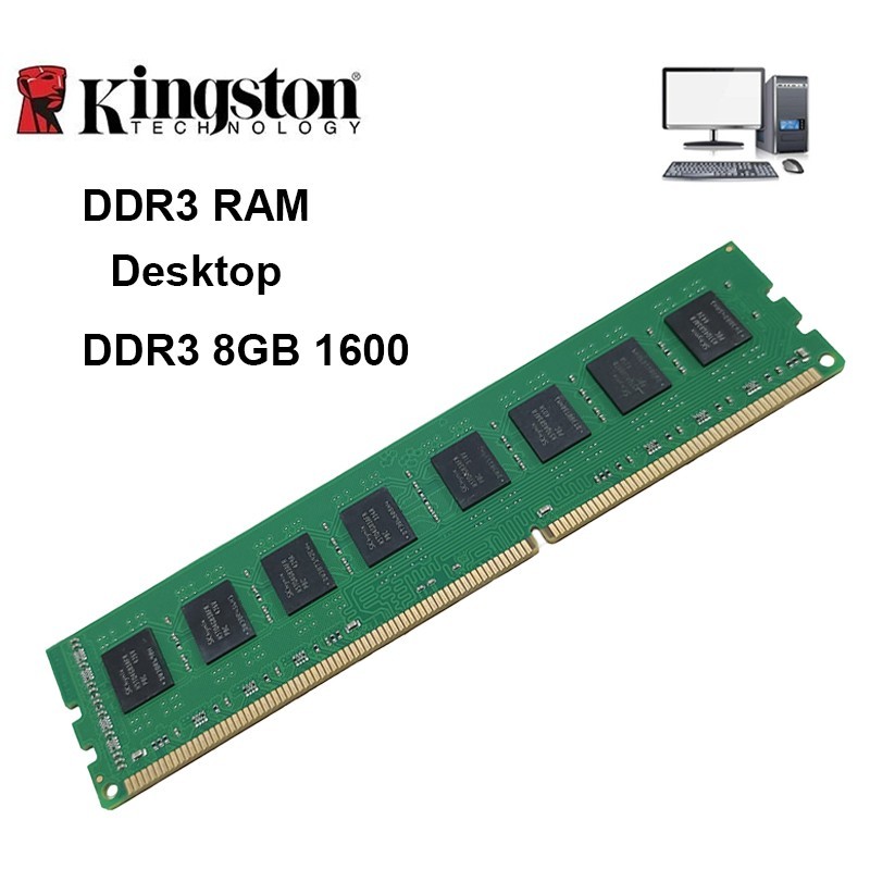 DDR3 8GB 1600 RAM Kingston PC3-12800 1.5V 240-Pin DIMM Desktop Memory KVR16N11/8