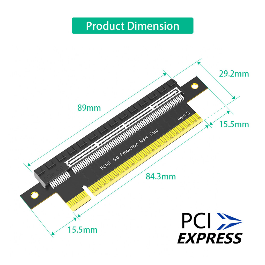 PCE-E 5.0 Protective Riser Card PCI-E 16X 5.0 PCI Express Riser Card Adapter