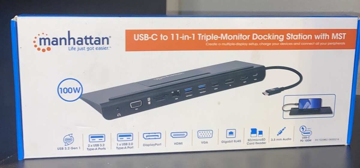 Manhattan USB-C 11in1 Triple Monitor Docking Station HDMI DisplayPort
