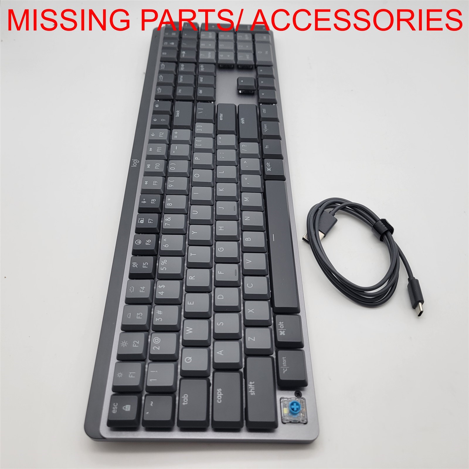 Logitech MX Mechanical Wireless Illuminated Keyboard, Metal *NO DONLGE*
