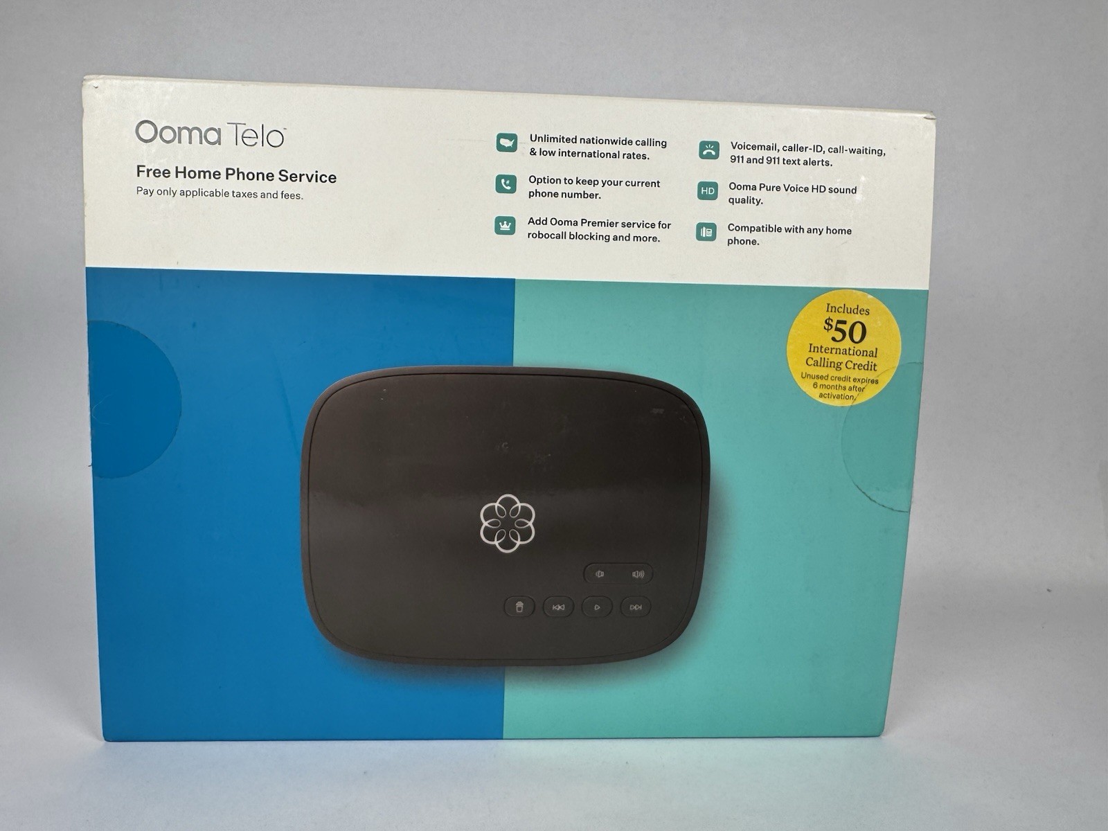 Ooma Telo VoIP Free Home Phone Service | NOB, Black