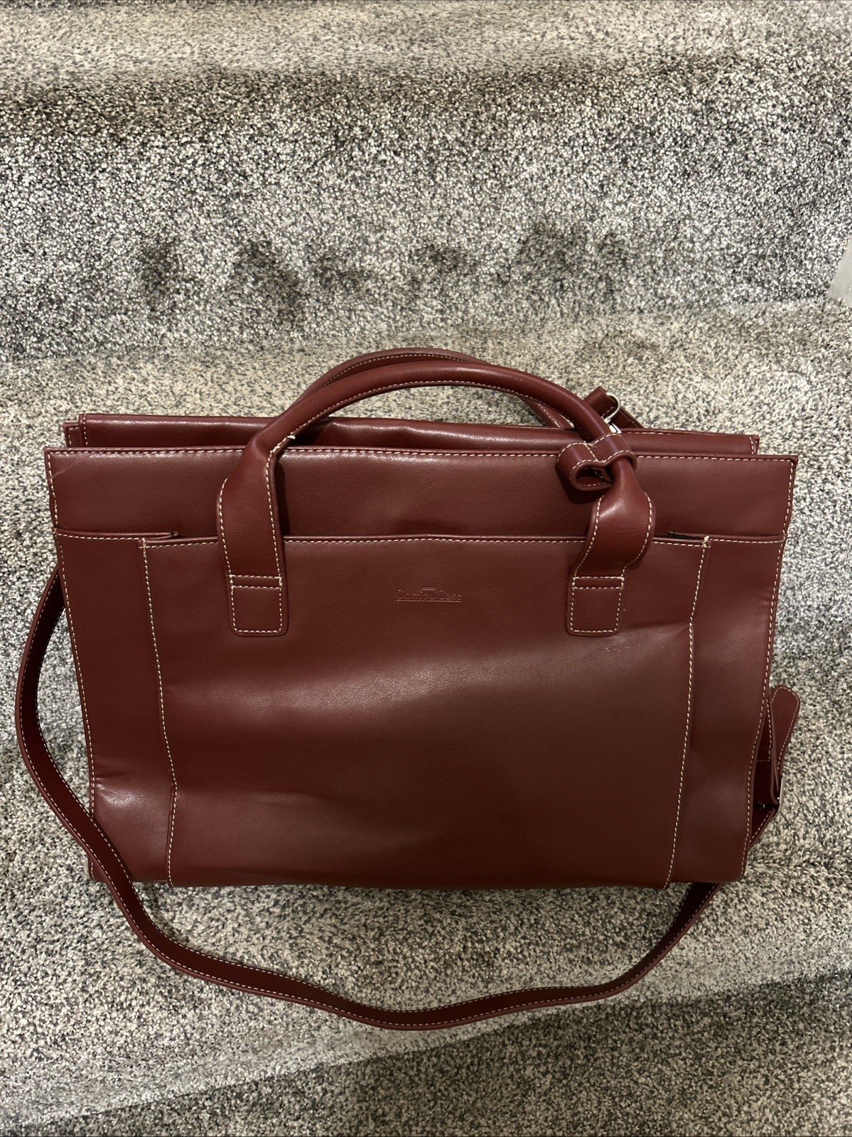 CompuCase Maroon Color. Laptop Leather Case With Lots Of Pocket Space.