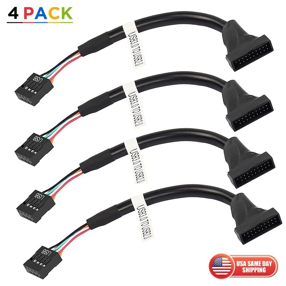 4pc USB 3.0 20 Pin Male to Female USB 2.0 9 Pin Motherboard Adapter Switch Cable
