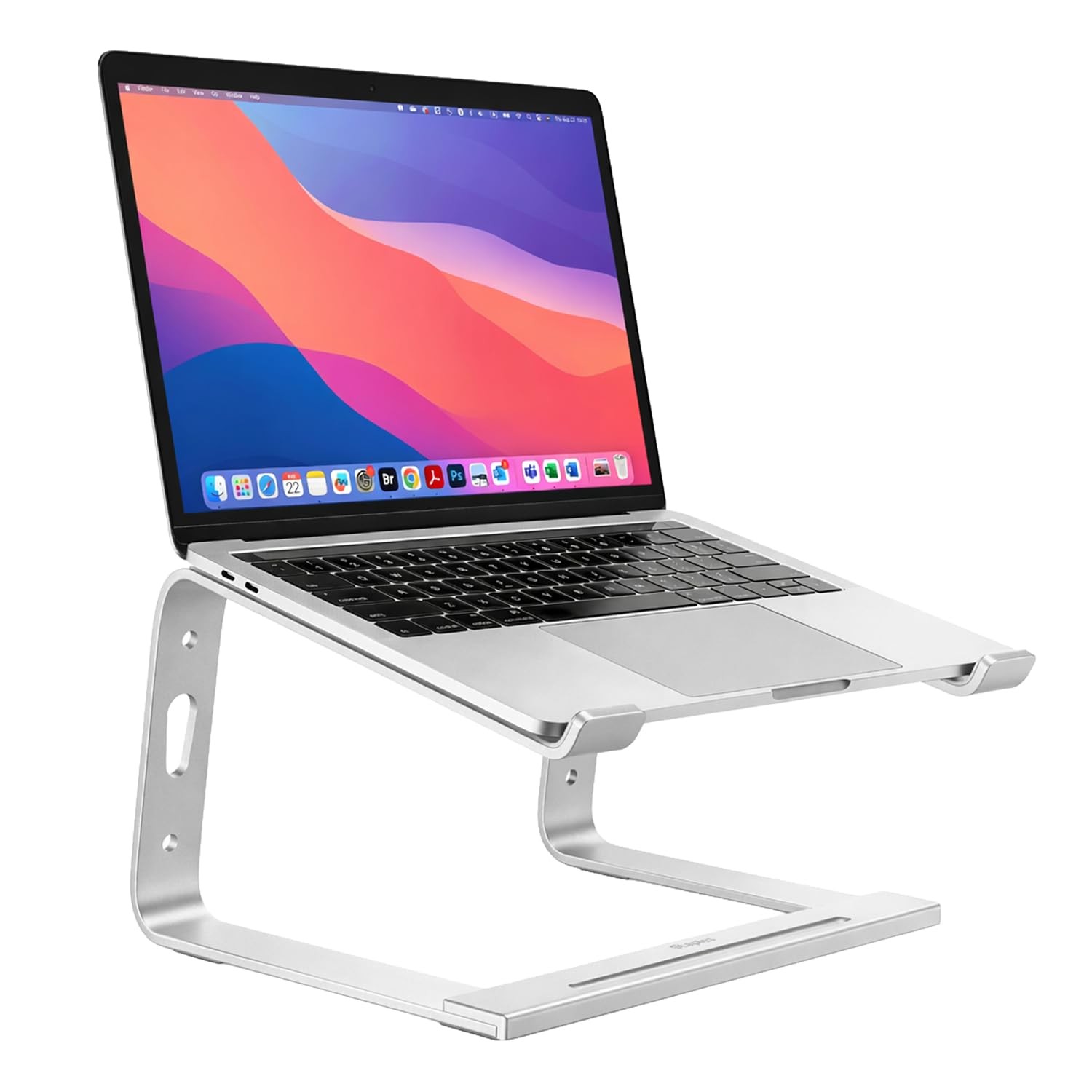 Staples TECH Adjustable Aluminum Laptop Stand – Fits 11"–17" Laptops, Silver
