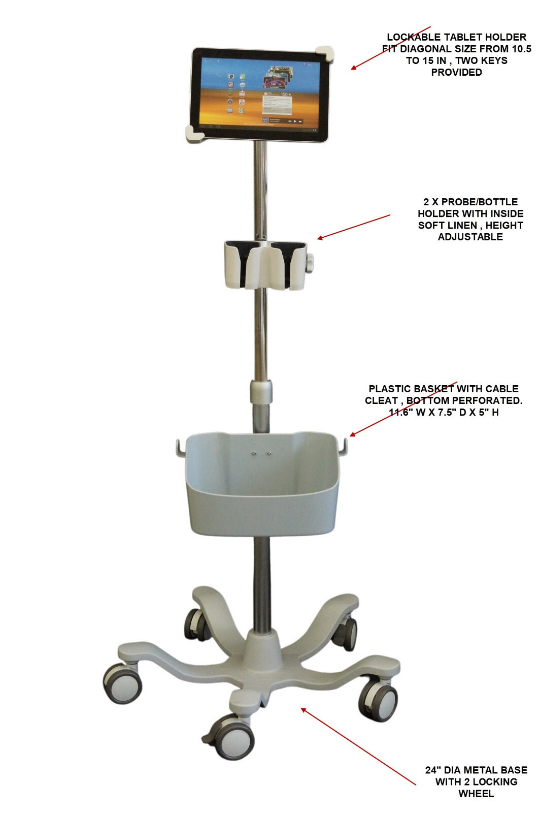 Roll Rolling stand for Ultrasound Imaging Sytstem  lock iPad tablet holder 2023