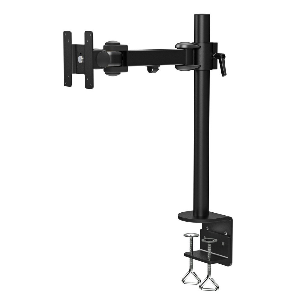 Single Arm Monitor Desk Table Mount Stand/For 1 LCD Fully Swivel Clamp Up to 27"