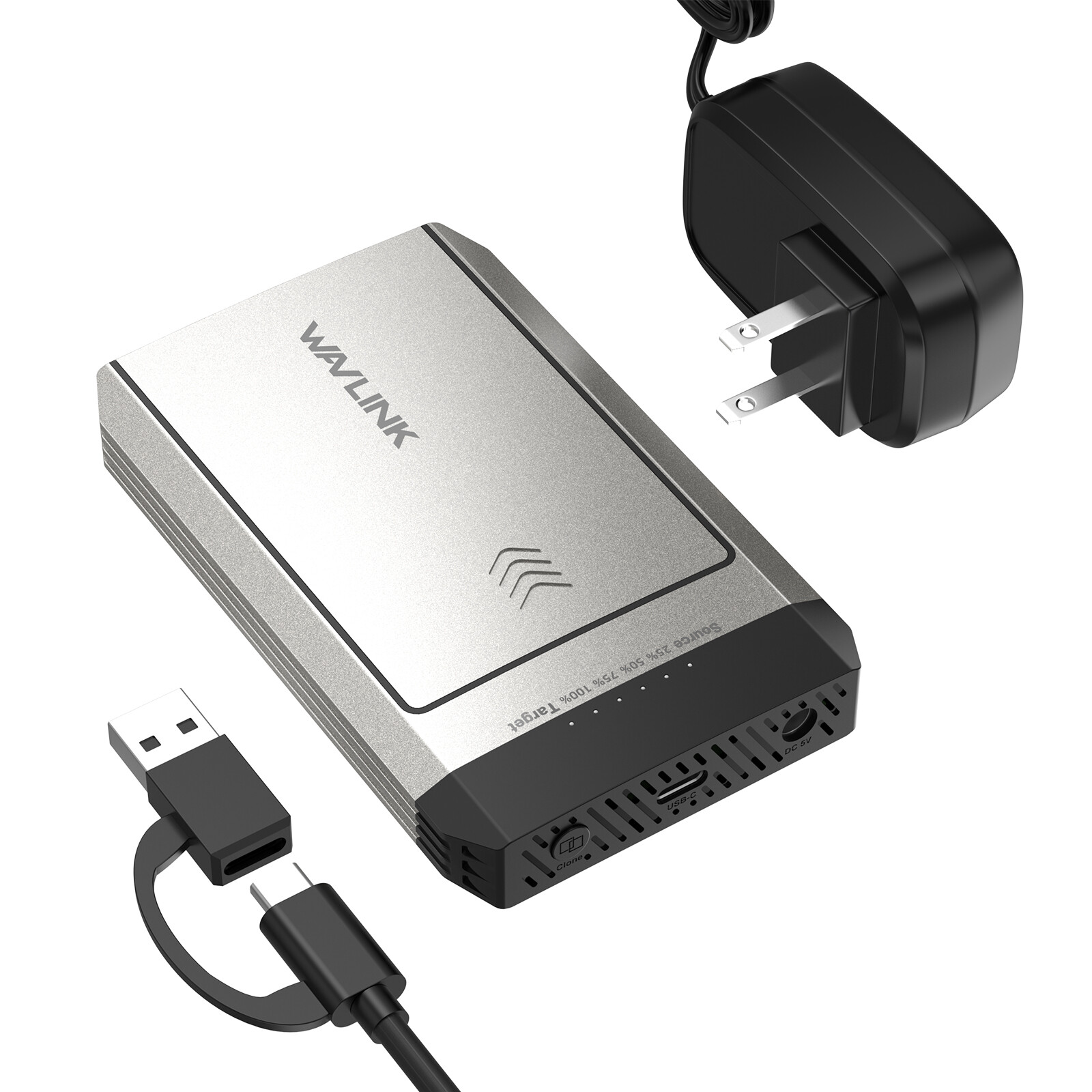 USB-C 20Gbps Hard Drives Enclosure M.2 SSD Dual-Bay Duplicator Offline Clone