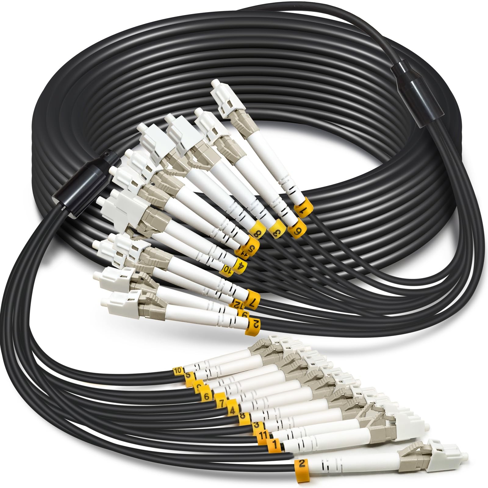 YUTIANHOME 10 Meters 12 Core OM3 Multimode Industrial TPU LC to LC Outdoor Ar...