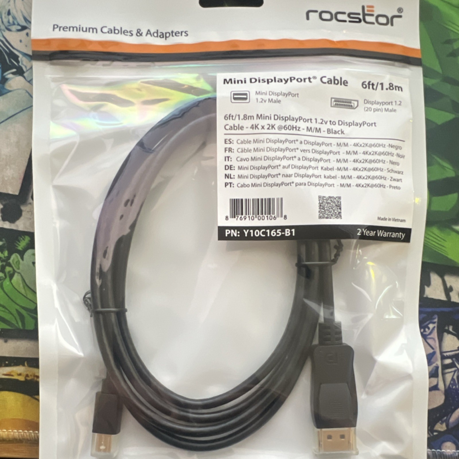 Rocstor Mini DisplayPort to DisplayPort Cable 6ft/1.8m Black MPN Y10C165-B1