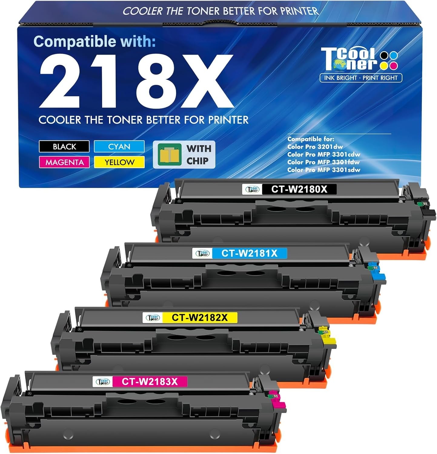 4 Pack 218X High Yield Toner With Chip for HP LaserJet Pro OPEN Box Sealed