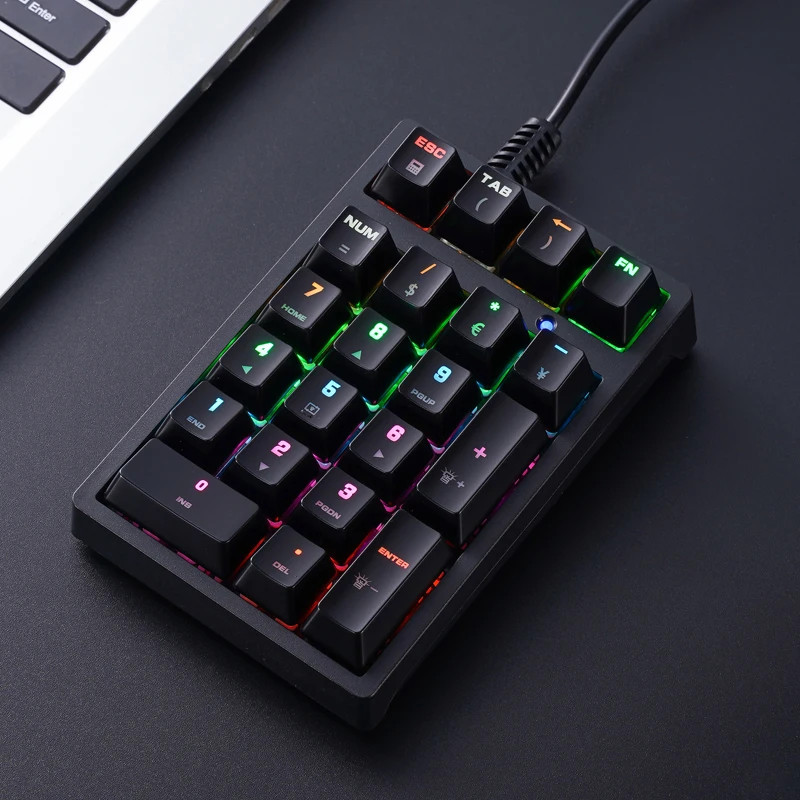 APAYADO T21 Number Keyboard 21Key Wired Mechanical Number Keyboard MultiColor