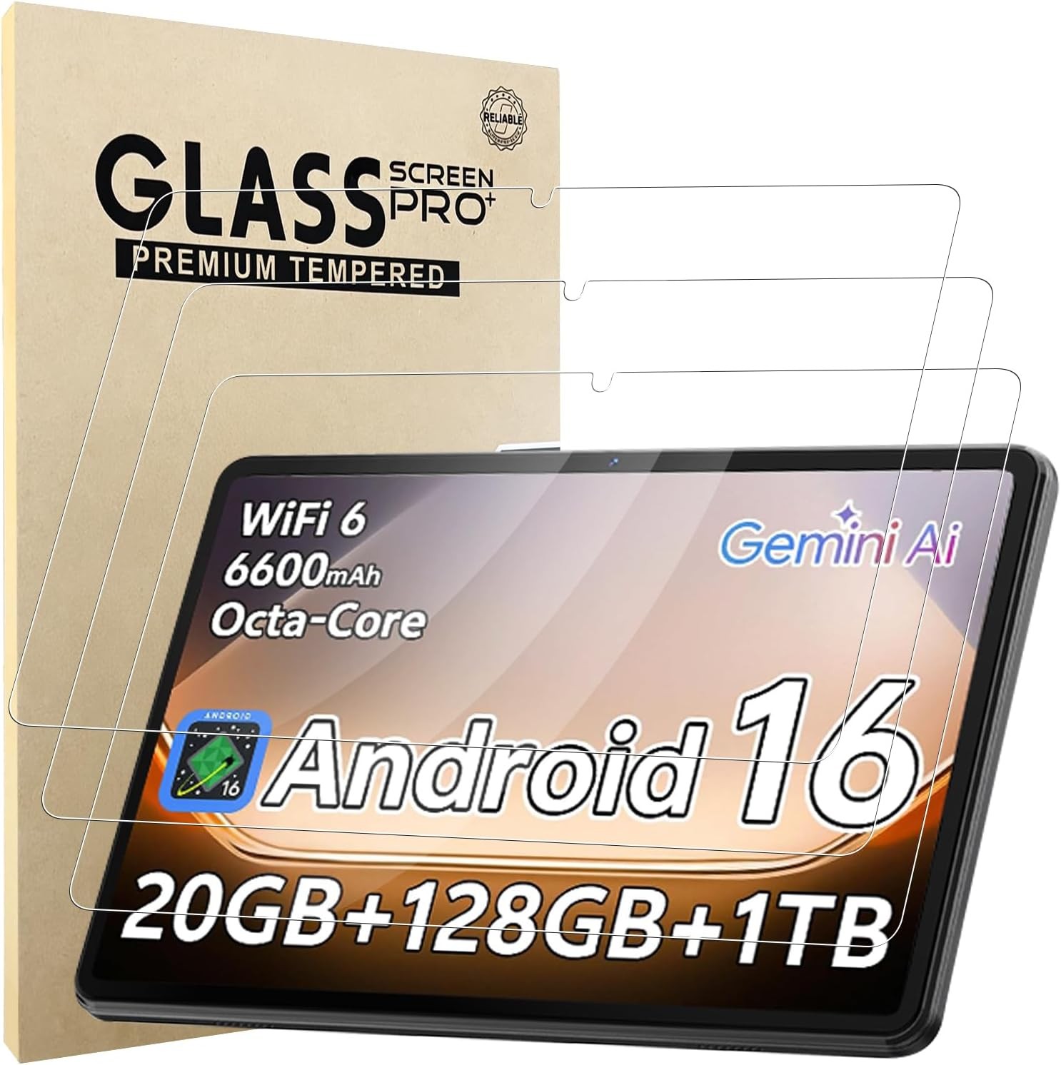 3 Pack Screen Protector 10.1 Inch Tablet, Tempered Glass 9H Hardness Anti-Scratc