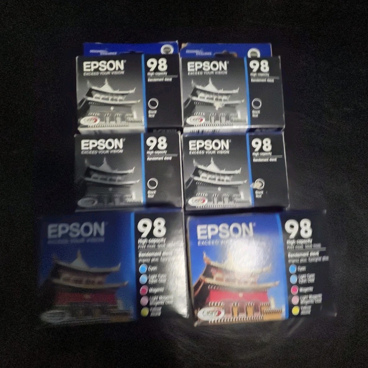Epson Genuine Ink 98 Black Cyan Magenta Light Cyan Light Magenta expired 6pcs 