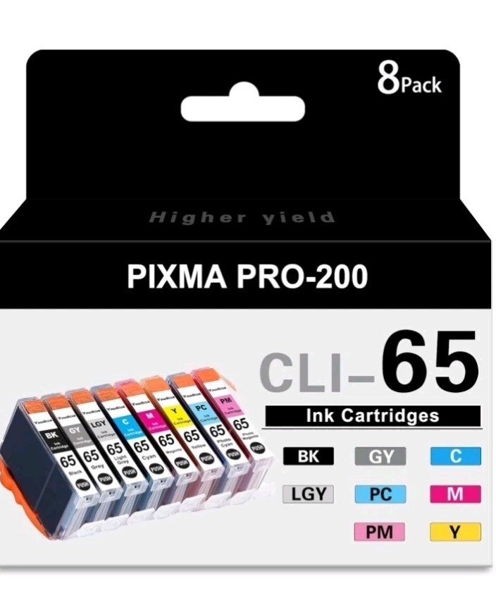 CLI-65 Compatible Ink Cartridges 8 Pack Replacement for Canon PIXMA PRO-200