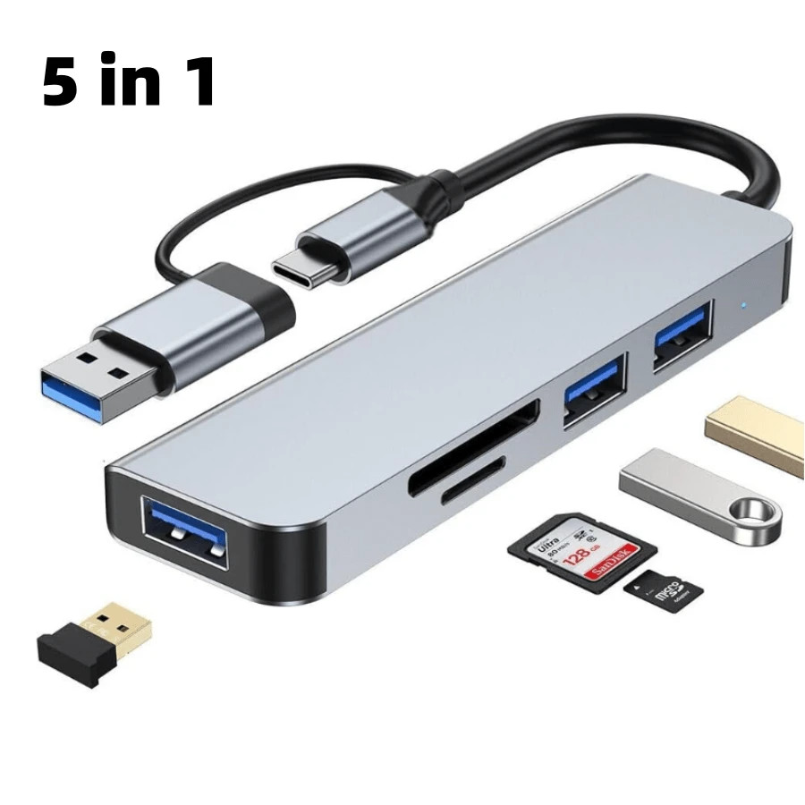 USB C Hub Adapter Multiport USB 3.0 Expandable Dock & SD Card Reader 4 Computer