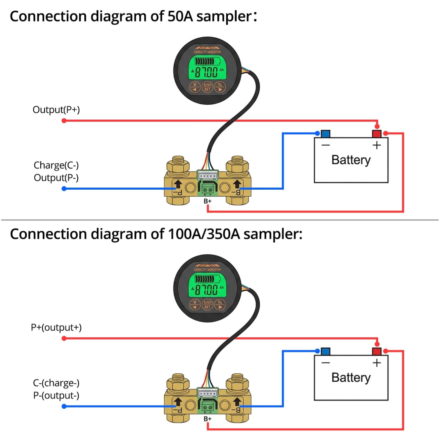 Battery Monitor Voltmeter Ammeter-~