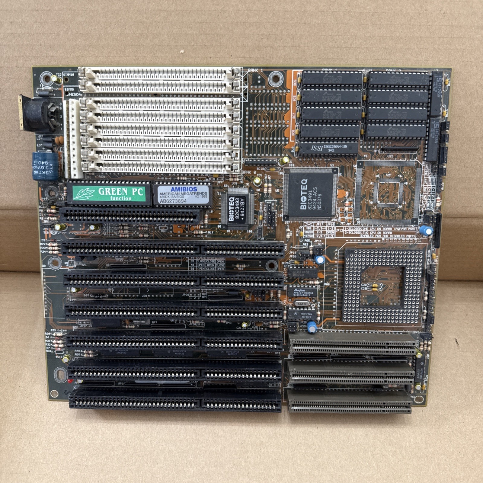 Vintage 486 VLB Motherboard Baby AT - BioTEQ Green PC Chipset VESA Local Bus