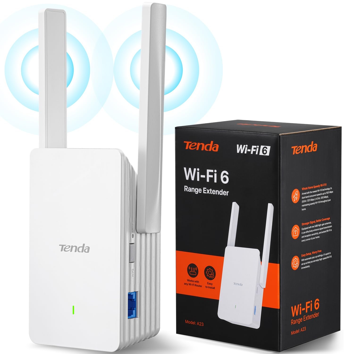Tenda AX1500 WiFi 6 Range Extender 1500 sq.ft 30 Devices Dual Band