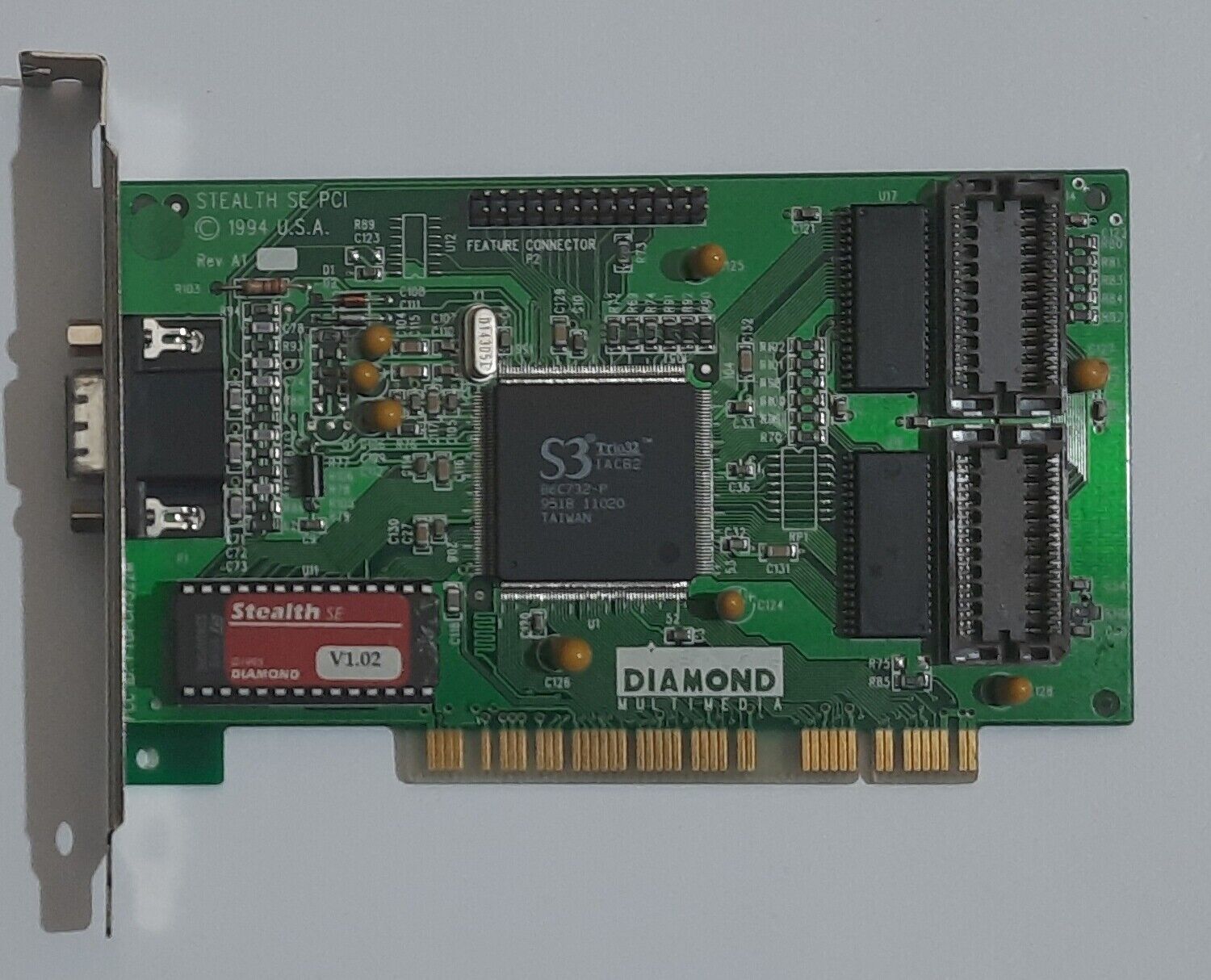 Diamond Stealth SE PCI Graphics Card (S3 Trio32, 86C732, 1MB, Retro, 1994)