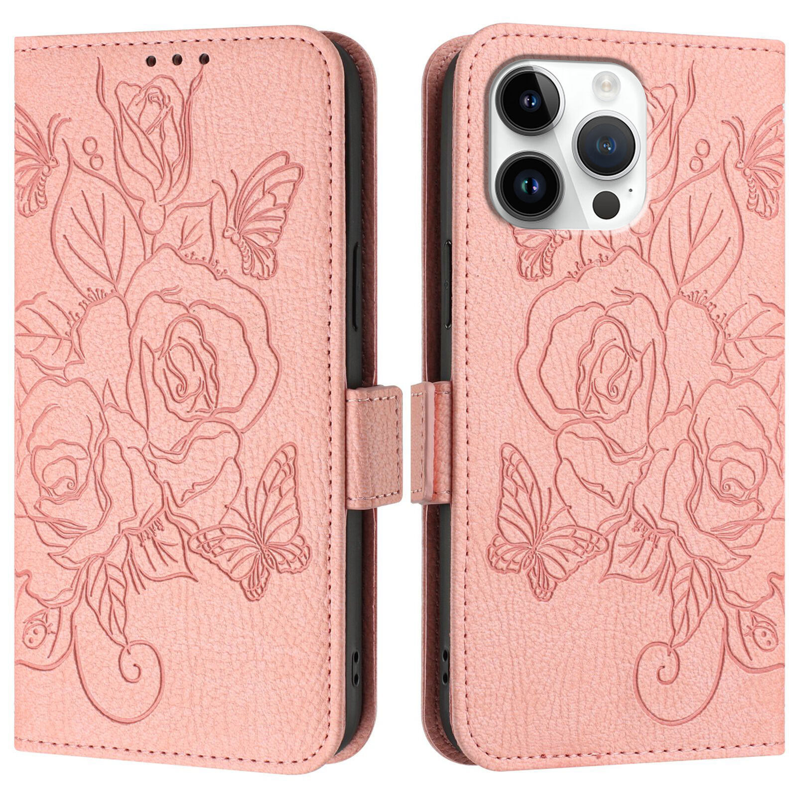 Flip Leather Rose Wallet Cover Case For 17 16 15 14 13 12 11 Pro Max XR 16E