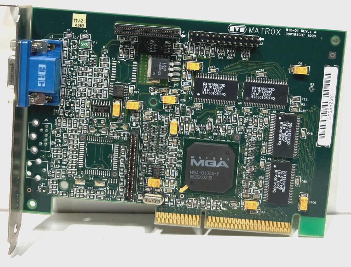 MATROX MGA G100A-D2  - 4MB 1998 Vintage Rev. A - AGP Video Card